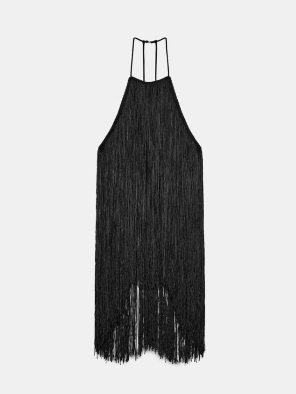 ZARA  Fringe Velvet Halter Top Black Size S, NWT